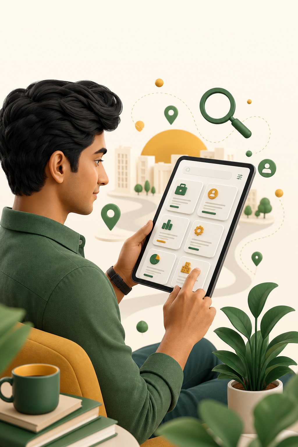 Job seeker exploring a smart opportunity board
