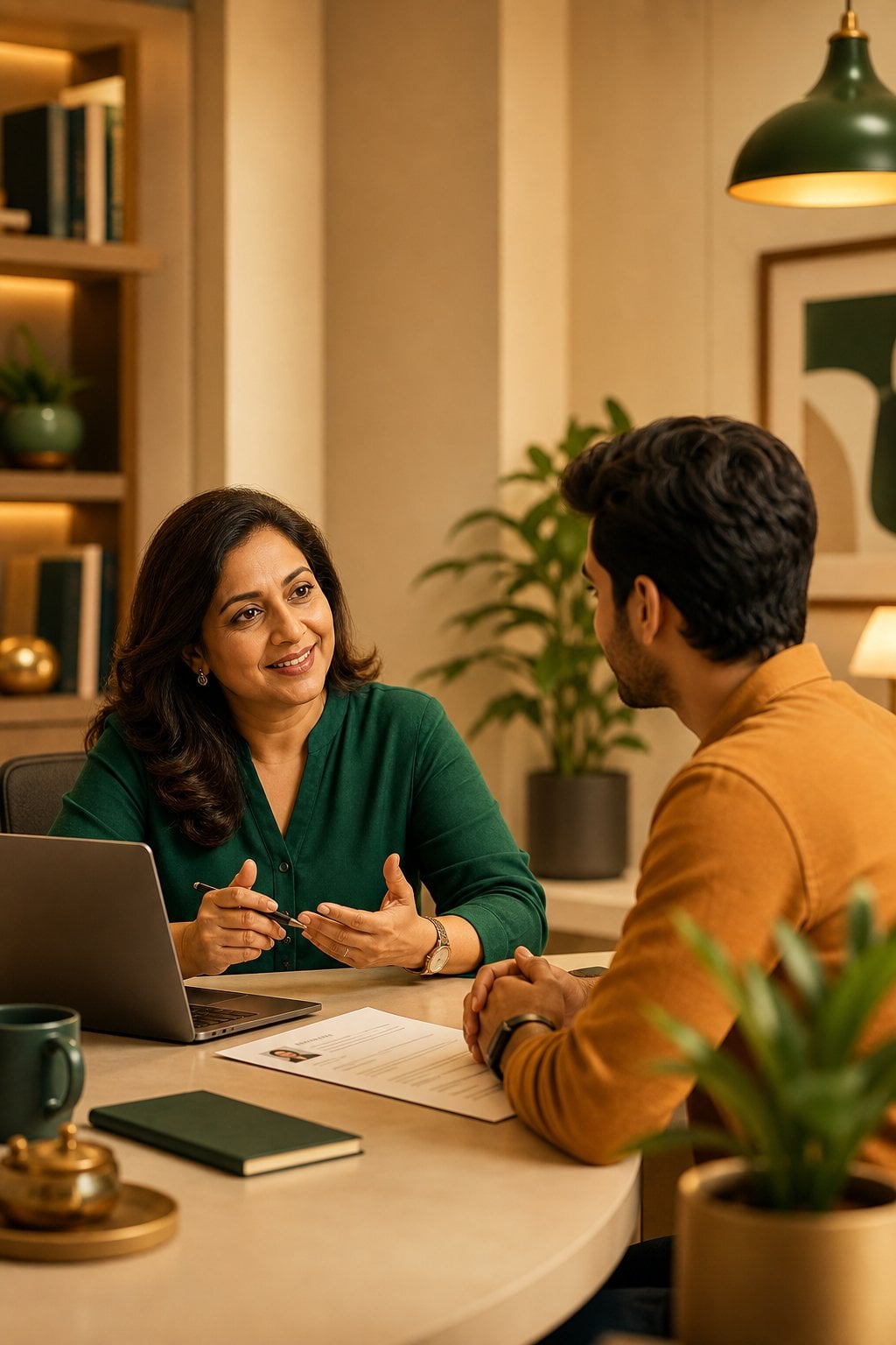 Career mentor helping a job seeker prepare for applications